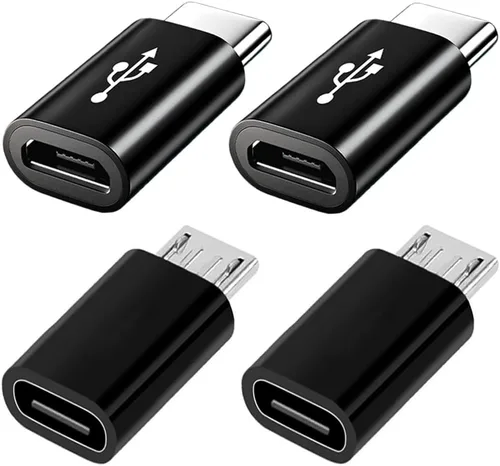 Adaptador micro USB a USB C, paquete de 4, adaptador tipo C macho a micro USB hembra y adaptador microUSB macho a USB C hembra compatible con