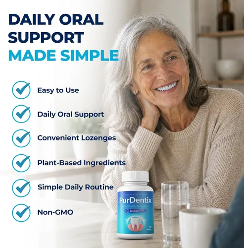 Miniatura 7 de PurDentix Probiótico para la salud oral, fórmula de 4 cepas para encías, dientes y aliento fresco saludables, 30 tabletas masticables