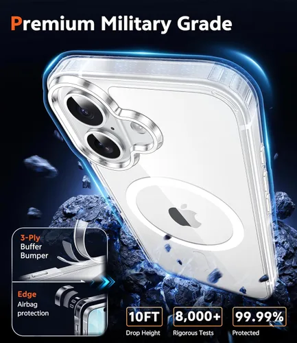 Miniatura 293 de FNTCASE Funda para iPhone 13 Pro-Max: Fundas magnéticas transparentes compatibles con Magsafe Slim anti amarillamiento protección contra caídas
