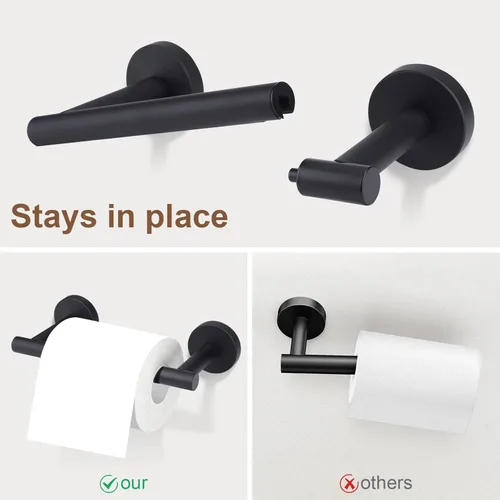 Miniatura 4 de Juego de accesorios de baño negro mate de 4 piezas, juego de toallero de acero inoxidable montado en la pared, incluye toalla de mano de 24