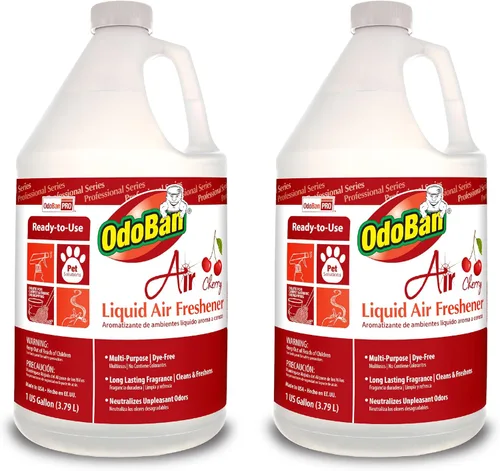 OdoBan Professional Series - Ambientador líquido listo para usar, fabricado en los Estados Unidos, aroma a cereza, paquete de 2, 1 galón cada uno