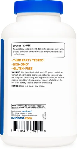 Miniatura 4 de Nutricost Sulfato de glucosamina 750 mg, 240 cápsulas (1500 mg por porción)