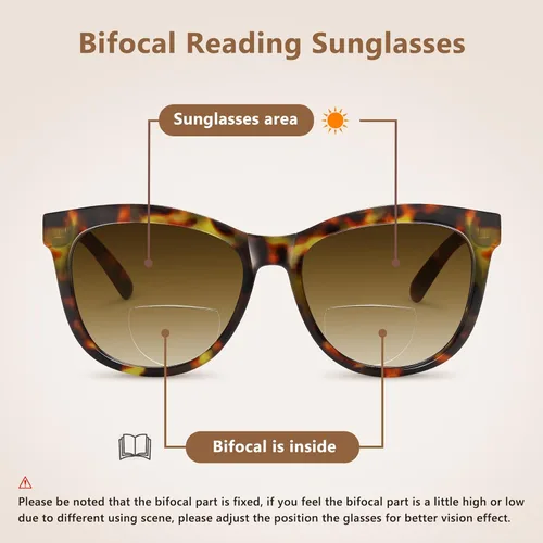 Miniatura 3 de EASY READ Gafas de lectura bifocales para mujeres, lentes de sol de moda con protección UV400 (Graduación 2.50, Demi)