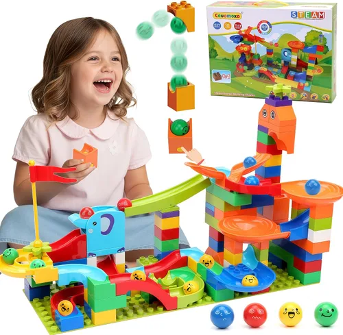 Miniatura 7 de Bloques de construcción Marble Run para niños: 3, 4, 5, 6, 8 años, educación Montessori, juguete STEM preescolar - Edad 4-8 niños rompecabezas