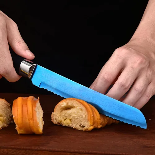 Miniatura 7 de Juego de cuchillos, juego de cuchillos de cocina antiadherentes con bloque, hoja gruesa, juegos de bloques de cuchillos de cocina con afilador, 6