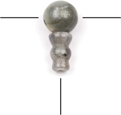 Miniatura 15 de Cherry Blossom Beads Piedra preciosa Mala Guru Bead – Turquesa africana – Tres agujeros 0.394 in redondo con torre de 0.276x0.394 in – Tres