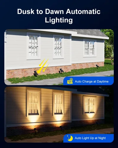 Miniatura 8 de FALOVE - Luces solares para exteriores, 2 en 1, luz de pared/suelo, luz solar para poste de bandera ajustable, luz de paisaje, iluminación de Cálido