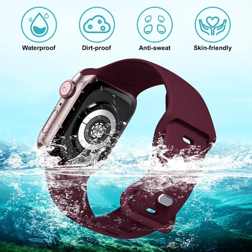 Miniatura 3 de Paquete de 6 correas compatibles con Apple Watch de 1.496 in 1.575 in 1.614 in 1.654 in 1.732 in 1.772 in 1.929 in, correas deportivas de silicona