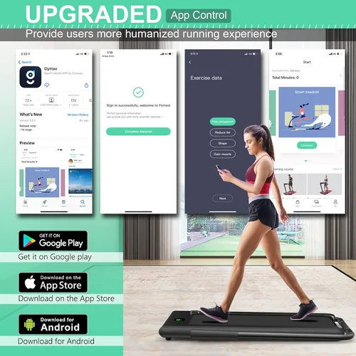 Miniatura 2 de GYMAX - Alfombrilla de caminar, 2 en 1, instalación gratuita, debajo del escritorio, caminadora con aplicación inteligente, control remoto