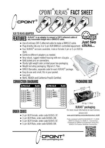 Miniatura 9 de SIRS-E CPoint XLR RJ45 - Adaptador CPoint XLR RJ45 Ethernet a DMX512, convertidor de cable hembra de 3 pines, XLRJ45-3F