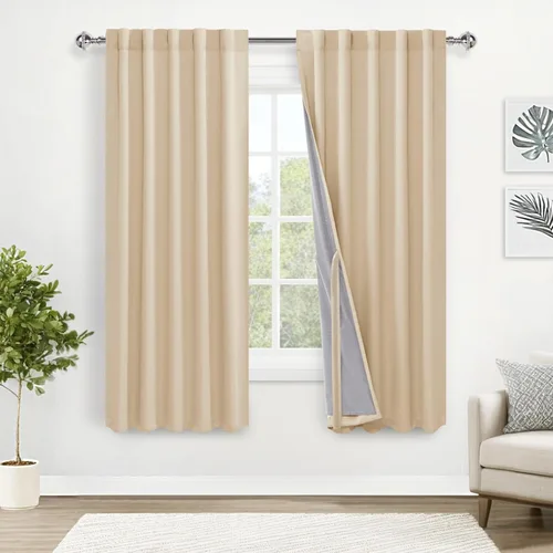Miniatura 51 de XWZO Cortinas blancas 100% opacas con alzapaños, 2 capas gruesas completamente sombreadas con bolsillo para barra y pestaña trasera, cortinas