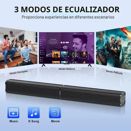 Miniatura 4 de Barra de sonido, barra de sonido de 80 W para Smart TV, barra de sonido Bluetooth 5.3 2026, sonido envolvente de cine en casa, graves de altavoz
