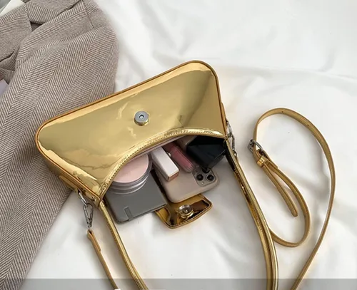 Miniatura 5 de Bolso de noche para mujer, bolso de mano Y2k, plateado brillante, bolso de mano, bolso de fiesta, lindo bolso metálico