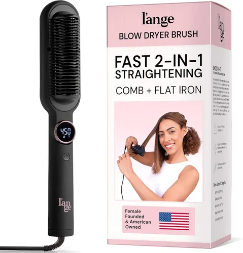 L'ANGE HAIR Smooth-It Alisador de Peine Caliente 2 en 1 | Peine Alisador Digital con Control Térmico Ajustable | Tecnología Iónica para Peinar sin