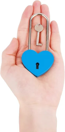 Miniatura 4 de Love Lock - Candado de corazón con llave para enamorados, boda, día de San Valentín, aniversario, viajes (con llave)