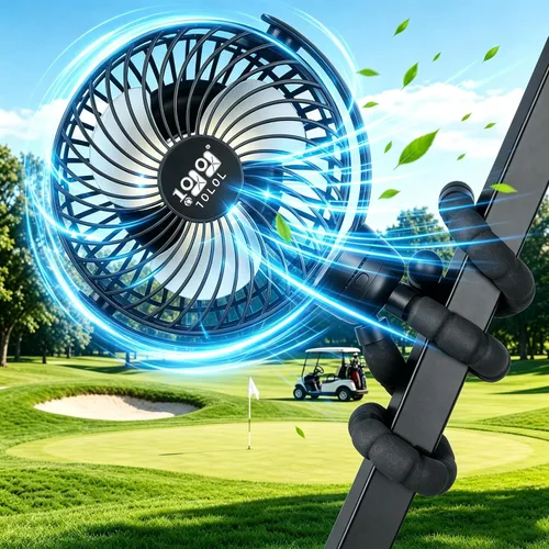 Miniatura 11 de 10L0L Ventilador magnético para carrito de golf recargable, 10000 mAh N54 Ventilador de enfriamiento portátil con 3 velocidades, cabezal giratorio