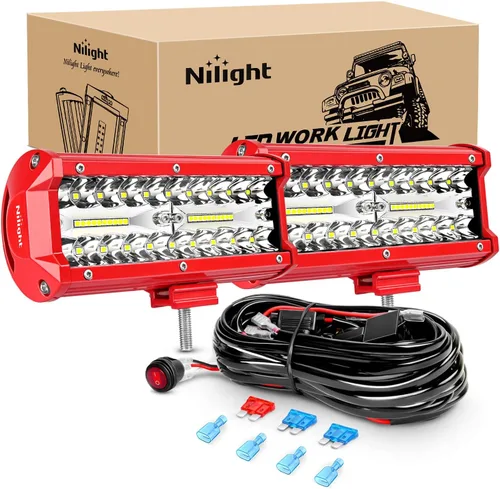 Miniatura 11 de Nilight - Barra de luz lateral de 17,78 cm, triple fila, haz puntual y disperso, luz de trabajo todoterreno para camiones, SUV, ATV, UTV