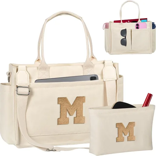 Miniatura 83 de Easter Basket Stuffers, Initial Tote Bag with Makeup Bag, Birthday Gifts for Women, Teen Girl Gifts Trendy Stuff