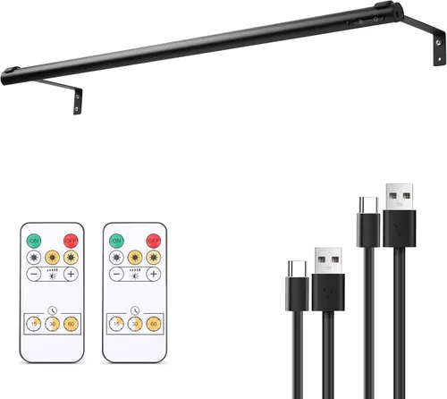 Luz de imagen a pilas inalámbrica, luz de exhibición de pintura recargable/con enchufe de 31.5 pulgadas, luces de pared con control remoto con tres