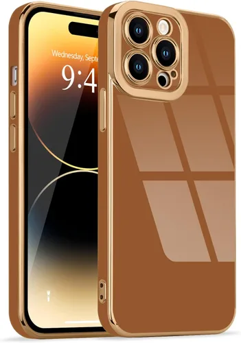 Miniatura 168 de Lafunda Diseñada para iPhone 13 Pro, fundas lujosas con chapado lindo para mujeres y niñas, elegante borde dorado, a prueba de golpes, TPU con funda