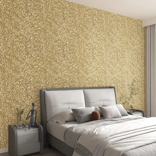Miniatura 2 de Decotalk Papel tapiz dorado con purpurina para pegar y despegar de 17.7 x 120 pulgadas, papel de pared dorado para despegar y pegar, papel de Oro
