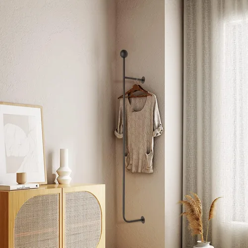 Miniatura 5 de 58.2 pulgadas-Boutiques Perchero de ropa montado en la pared Percheros de pared Barra colgante Percheros Organizador Organizador Sistema colgante