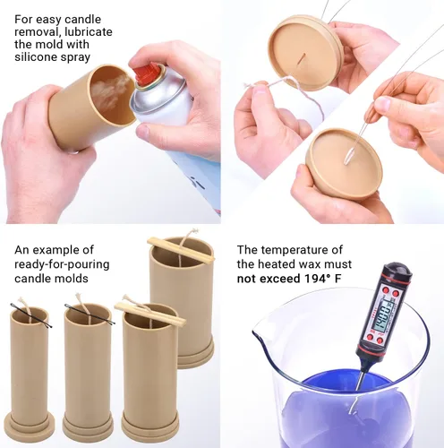 Miniatura 4 de Juego de 4 moldes de velas para hacer velas, moldes de cera derretida para manualidades, moldes de cera para velas