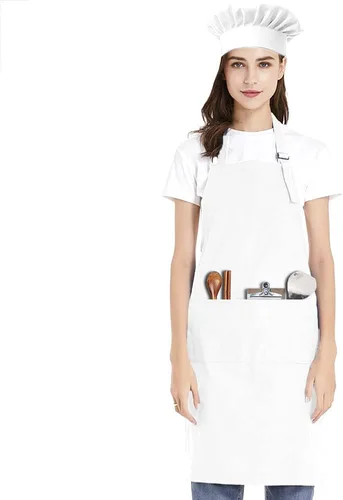 Miniatura 14 de TopTie Juego de delantal ajustable de lona de algodón y sombrero de chef para hombres y mujeres