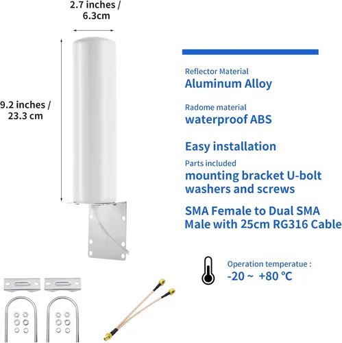 Miniatura 2 de Alta ganancia 10dBi SMA macho banda ancha 3G/4G LTE módems, enrutadores y potenciadores de celda Antena de montaje fijo omnidireccional al aire