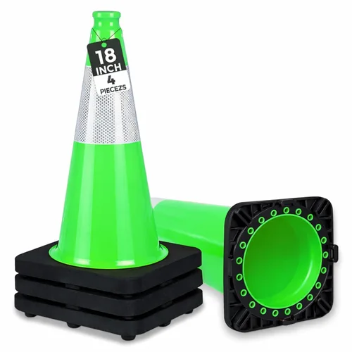 Miniatura 31 de BESEA Paquete de 4 conos de tráfico azules de 12 pulgadas con collar reflectante de 4 pulgadas, conos de seguridad de PVC resistentes con base