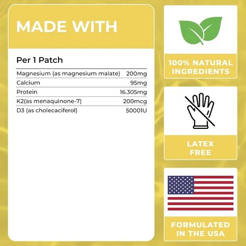 Miniatura 5 de Parches de magnesio (paquete de 60) – Parche 100% natural para mujeres y hombres – con calcio – Apoyo muscular y óseo, calmante – Fórmula mejorada