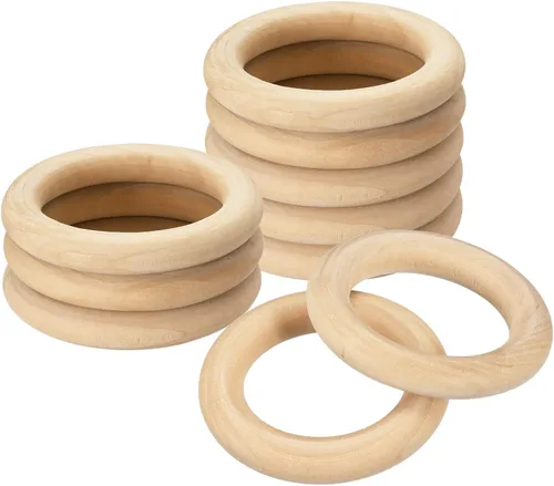 uxcell 10 anillos de madera natural de 3.937 in (4 pulgadas), círculos de madera lisa sin terminar de 0.591 in de grosor para manualidades, tejer,