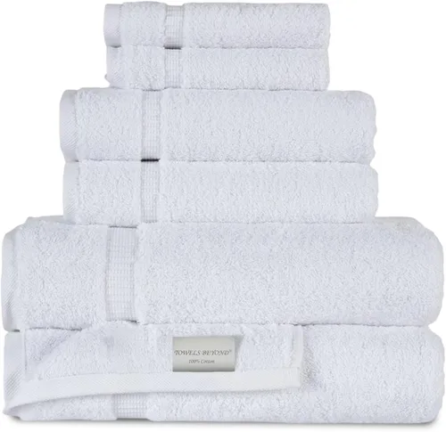 Miniatura 10 de Towels Beyond - Juego de toallas de lujo de 6 piezas, 100% algodón turco, de secado rápido, altamente absorbente y cómodo, incluye 2 toallas de Beige