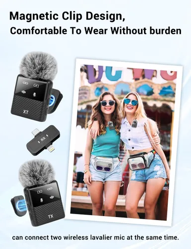 Miniatura 7 de Mini micrófono inalámbrico Lavalier para iPhone, iPad, teléfono Android, reducción de ruido, clip magnético Plug and Play, micrófono de solapa
