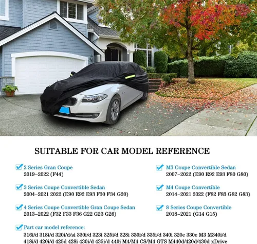 Miniatura 2 de Funda para coche impermeable Abdeck para todo clima, compatible con BMW Serie 3 M3 2004-2025 Sedán y Serie 4 M4 2013-2025 Gran Coupé Convertible