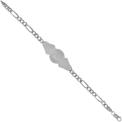 Miniatura 3 de Pulsera de plata de ley Santa Muerte para mujer con eslabones Figaro de 12 pulgada de ancho, disponible 7-8 pulgadas