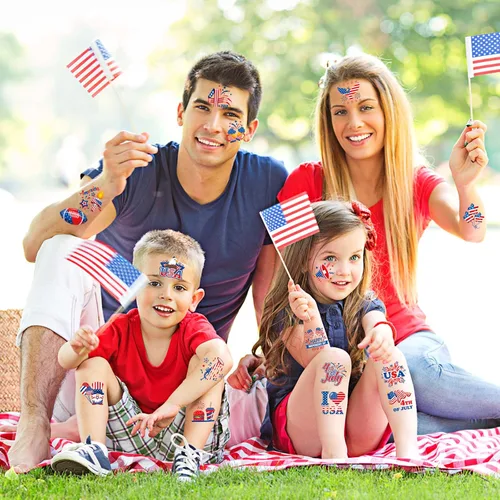Miniatura 7 de HOWAF 96 tatuajes temporales del 4 de julio, calcomanías de tatuaje del Día de la Independencia para decoración de fiestas temáticas patrióticas