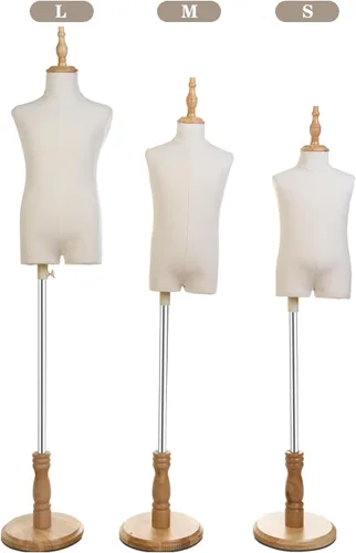 Miniatura 6 de Maniquí de forma de vestido para niños con soporte de madera para ventana de ropa (S(2-3 años))