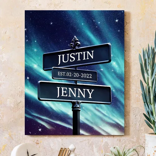 Miniatura 10 de CP CANVASPATH Nombre y fecha de pareja en la playa, impresiones en lienzo personalizadas, regalo de amor para aniversario, boda, cumpleaños y Arte