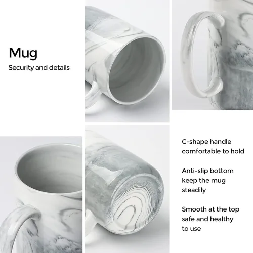 Miniatura 6 de M068 - Tazas de café de mármol de 14 onzas, novedosas tazas de cerámica de mármol para el hogar y la oficina, aptas para microondas y lavavajillas