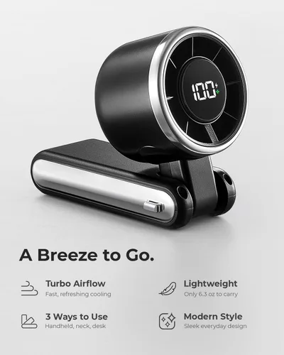 Miniatura 2 de Ventilador Portátil de Mano Turbo - 5 Velocidades Alta Velocidad 4000mAh Mini Ventilador de Mano Personal Recargable Sopla Aire Frío, Operado por