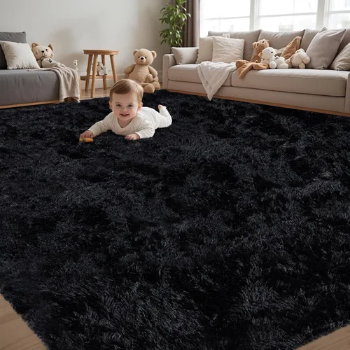Miniatura 33 de Alfombra de Área 8x10 para Sala de Estar: Alfombras Shag Gris Claro Ultra Suaves y Esponjosas, Alfombra Grande Difusa de Felpa