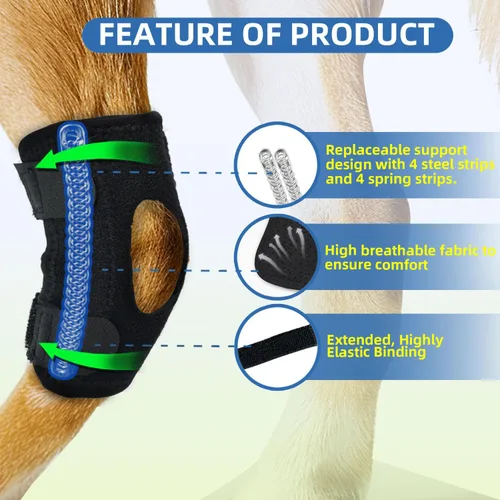 Miniatura 3 de Rodillera para perro para pierna trasera desgarrada ACL, soporte de articulación de corvejón trasero canino, protección contra lesiones articulares