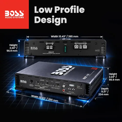 Miniatura 6 de BOSS AUDIO R3400D Riot 3400-Watt Monoblock, clase D 1 – 8 ohmios estable Monobloque – Amplificador con mando a distancia Subwoofer Control de nivel