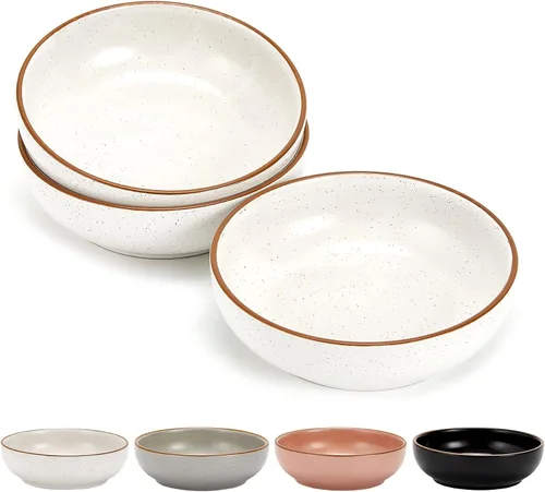 Miniatura 12 de Howise - Juego de cuencos de cerámica para gatos de 5.3 pulgadas, cuenco de comida poco profundo para mascotas pequeñas, plato para comida y agua