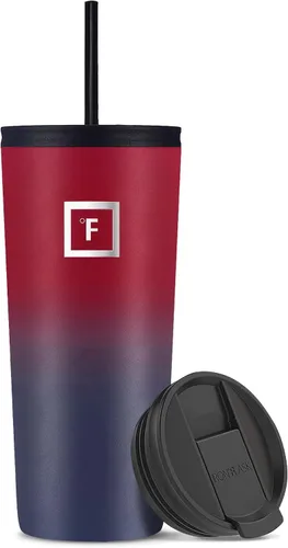 IRON °FLASK Vaso clásico - Botella de agua de acero inoxidable aislada al vacío, de doble pared, taza de bebida, taza de viaje aislada (Arco iris