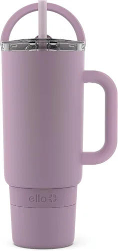 Miniatura 16 de Ello Port - Vaso de 40 onzas con asa de transporte y asa integrada, botella de agua reutilizable de acero inoxidable aislada al vacío, taza de viaje