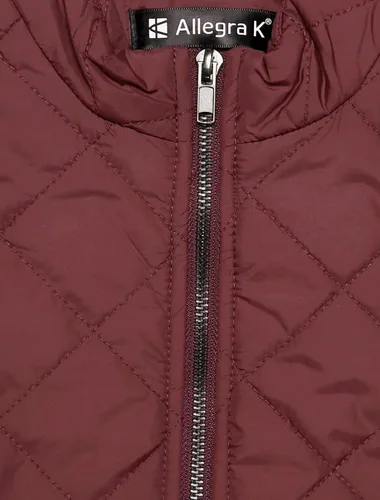 Miniatura 4 de Allegra K - Chaleco acolchado y ligero, de cuello alto, con cremallera, para mujer