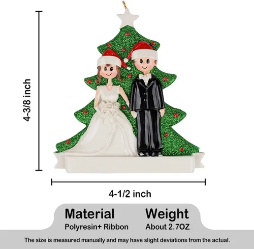 Miniatura 6 de Adorno personalizado para árbol de Navidad recién casado, adorno de nuestra primera Navidad para pareja de boda, adornos para el segundo Con palabras