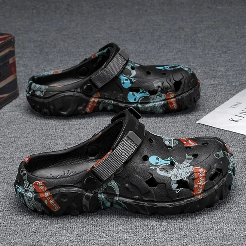 Miniatura 3 de SECHRITE Zuecos para hombre deportivos al aire libre, antideslizantes, con amortiguación, para playa, sandalias de casa con correa trasera ajustable